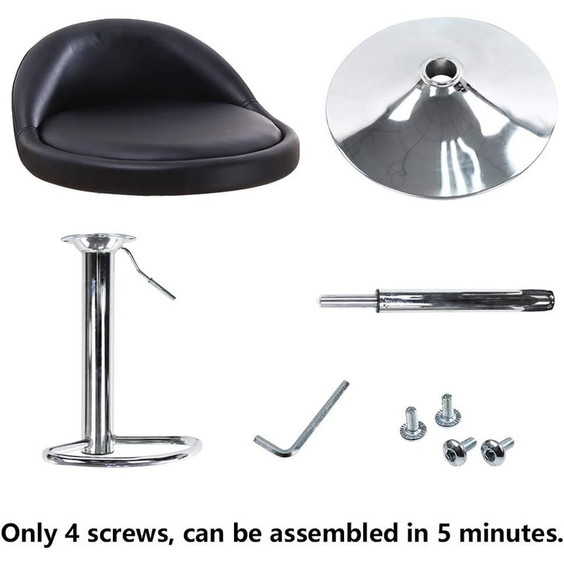 Temelec Swivel Upholstered Adjustable Height Counter Stool with Metal Frame, Black
