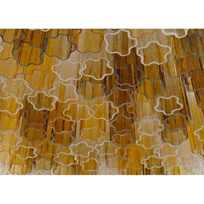 Lustre vénitien en verre de Murano, Brun nickel, H 13 po x l 22 po x P 22 po, Transparent