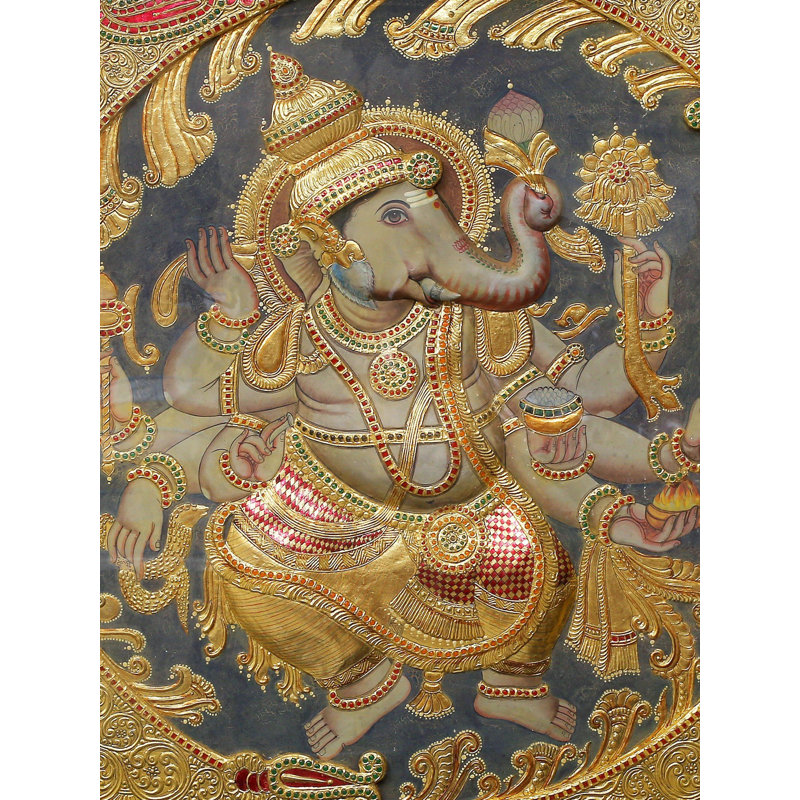 Danse Ganesha | Couleurs traditionnelles avec or 24 carats