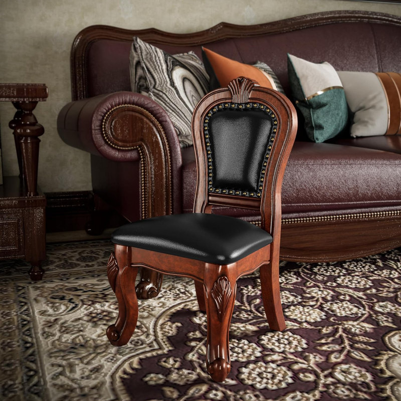 Chaise d'appoint en cuir végétalien Ilynn, Similicuir noir