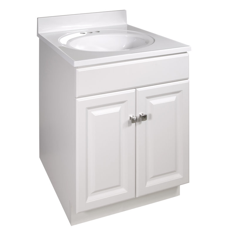 Wyndham 25 Inch Bathroom Vanity with Top, Ready to Assemble, White