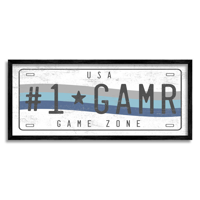 # 1 GAMR Blue Wave Rainbow Plaque de licence, ferme rustique encadrée, art texturé par Daphne Polselli, H 10 po x l 24 po