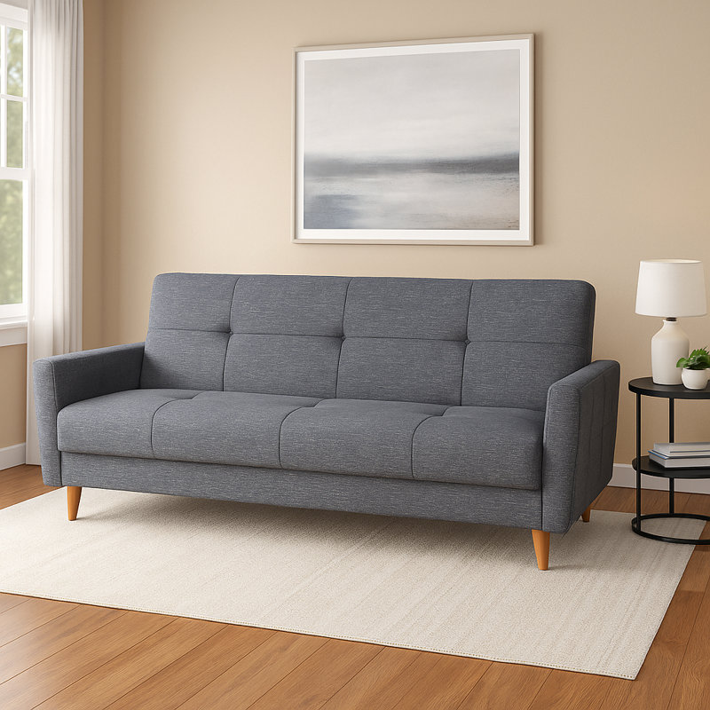 Kale 80.7" Wide Upholstered 3-Seat Sleeper Sofa, Blue