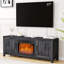 Meuble télé avec foyer 67 po, centre de divertissement avec portes d'armoire électrique de rangement de 23 po et tablettes ouvertes