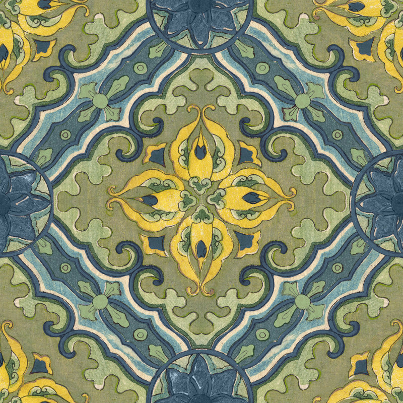 Soicher Marin Studio Damask Wallpaper, Green/Blue