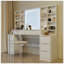 Grand bureau de coiffeuse avec lumières DEL réglables, 8 tiroirs et tablettes ouvertes pour un rangement organisé et des routines de beauté améliorées
