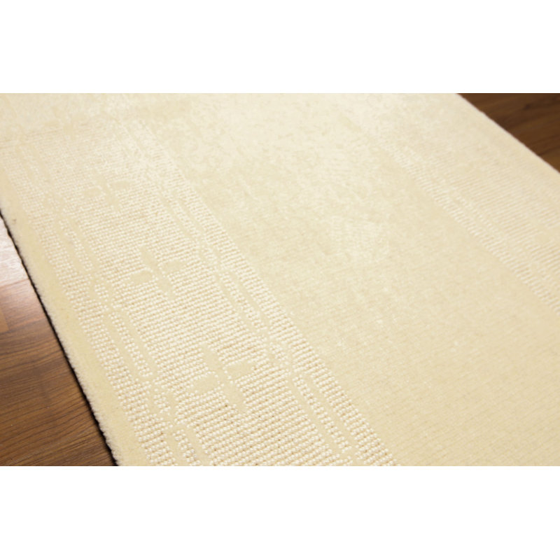 Tapis persan ivoire traditionnel en laine, Tapis de couloir 2 pi 4 po x 74 pi