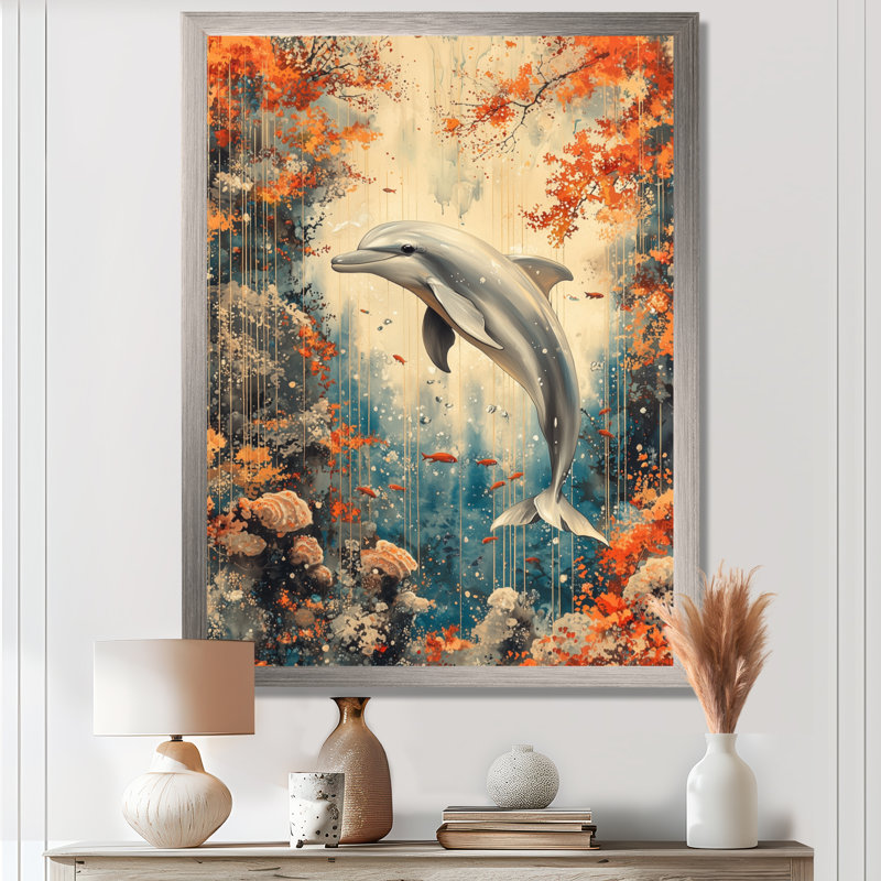 Aille - animaux, art mural sur toile, H 32 po x l 16 po, Argent argent, Reproduction encadrée sans passe-partout