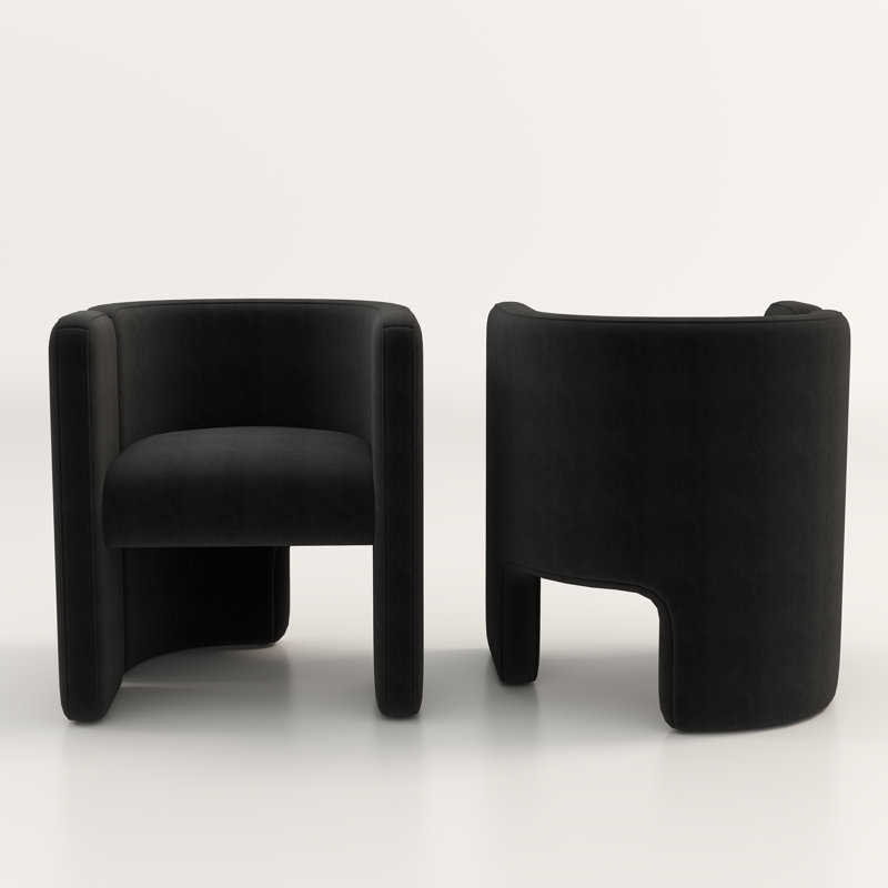 Jaimyn Upholstered Barrel Chair, Dark Black