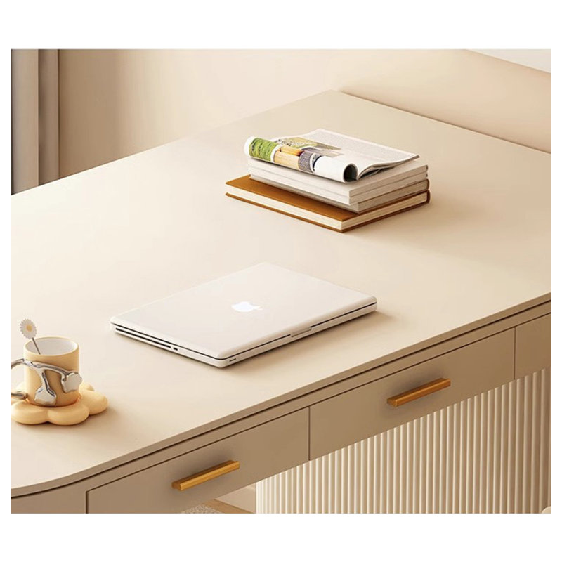 Bureau de comptoir en pierre frittée de style crème, H 29,53 po x l 55,12 po x P 27,56 po, Retour à gauche