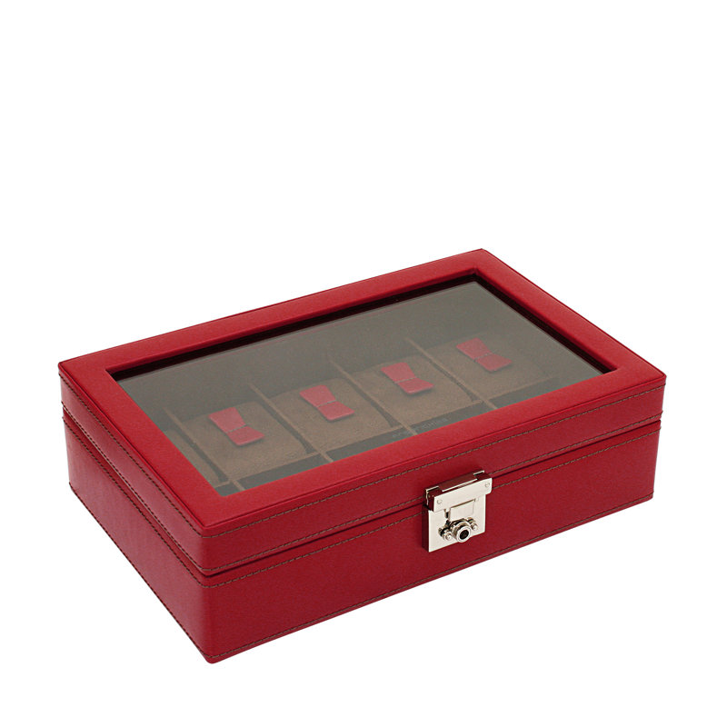Cordoba Leather Watch Box + Locking, Red