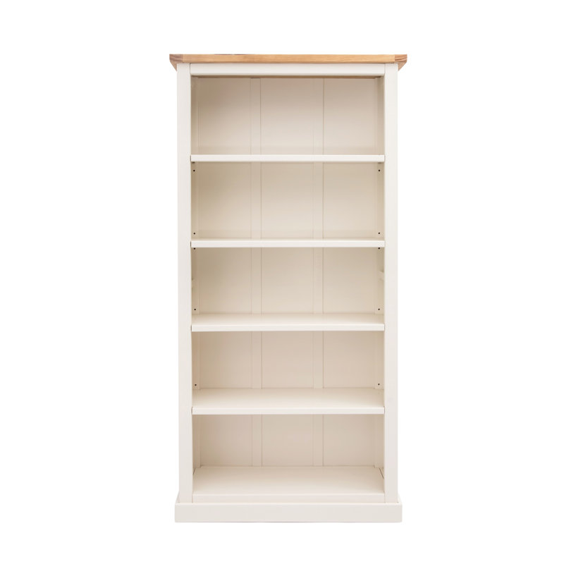 Arley 90 cm W Standard Bookcase, 180cm H x 90cm W x 30cm D, White/Waxed Base