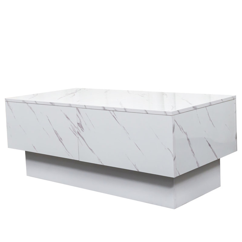 Table d'appoint extensible avec plateau coulissant et rangement caché pour le salon avec bureau central blanc sous le compartiment