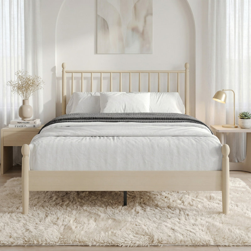 Downey Twin Platform Bed, Twin, Antique White