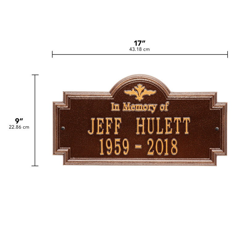 Arlington 'In Memory of' Memorial Plaque, Yes, Antique Copper