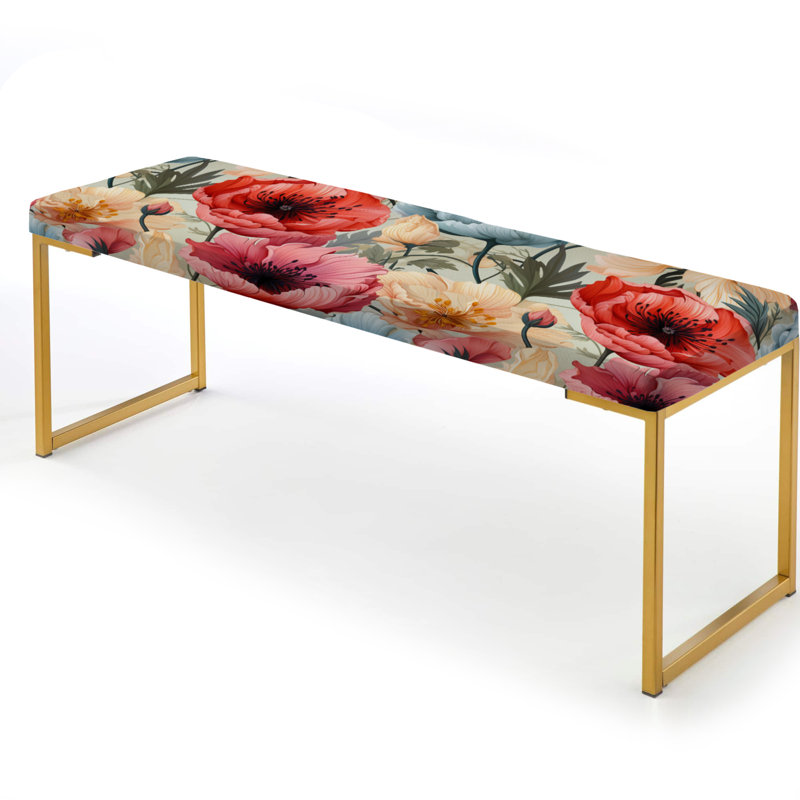 Banc floral rembourré or, Red And Beige Poppy Mosaic Melody