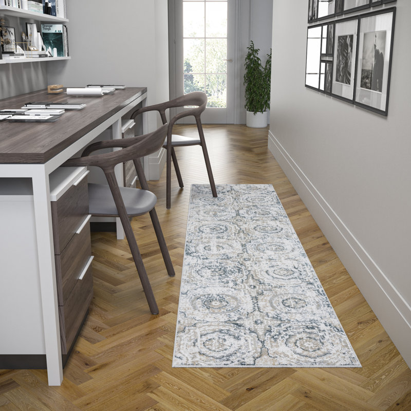 Tapis beige foncé Delp, Tapis de couloir 2 pi 8 po x 9 pi 10 po