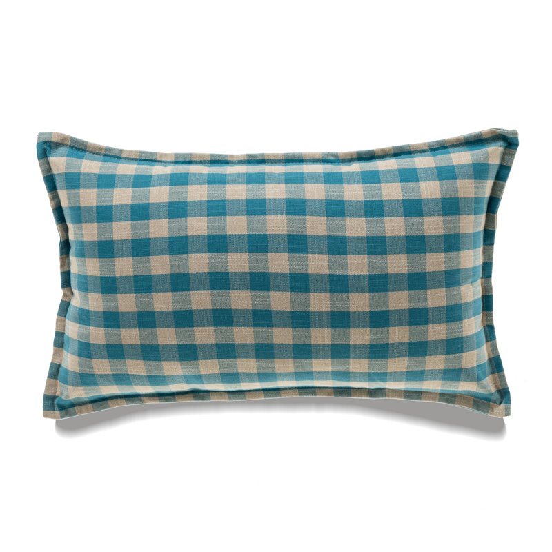 Buffalo Check With Polyester Insert Pillow, Blue/Beige, Rectangle, 12"H x 20"W