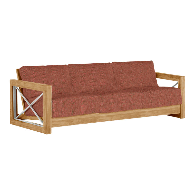 Malta Teak Outdoor Sofa, Natural Teak, No welt + Standard fill, Perigold Play Adobe