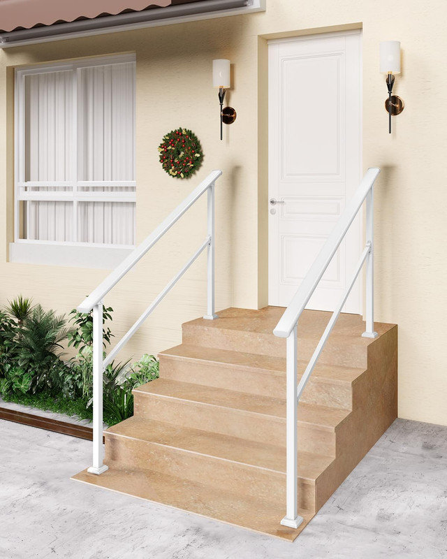 Balustrades d'extérieur 2/3/4/5 marches, ensembles de rampes d'escalier réglables en fer blanc pour béton, bois et marbre