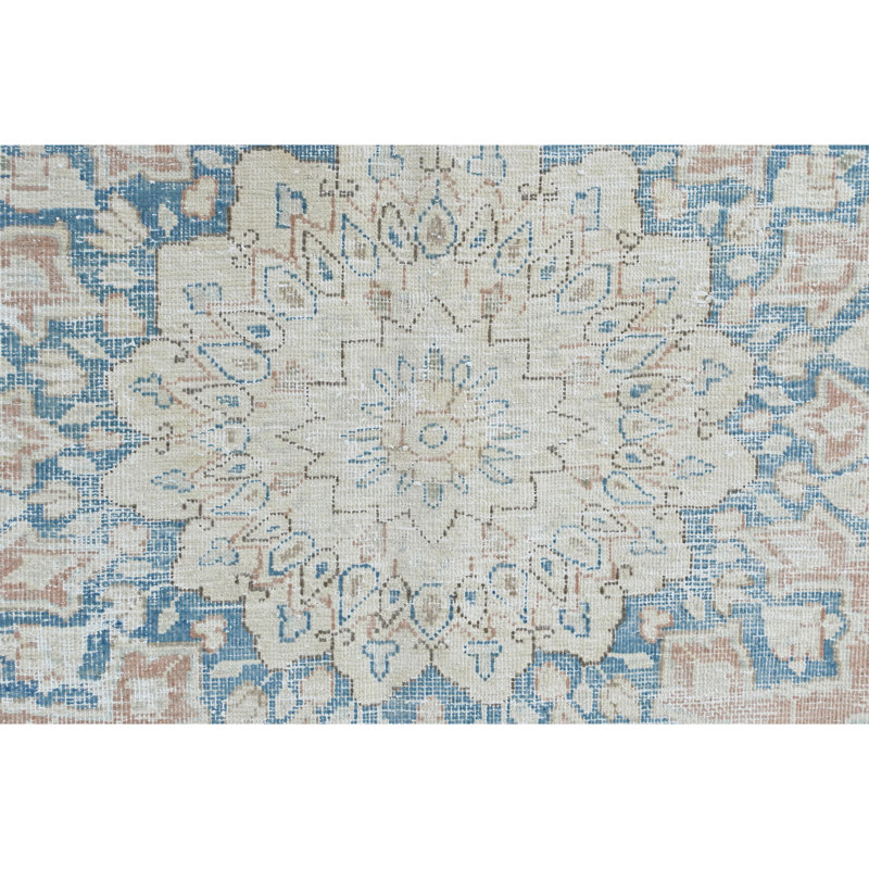 Tapis rouge et bleu noué à la main de haute qualité