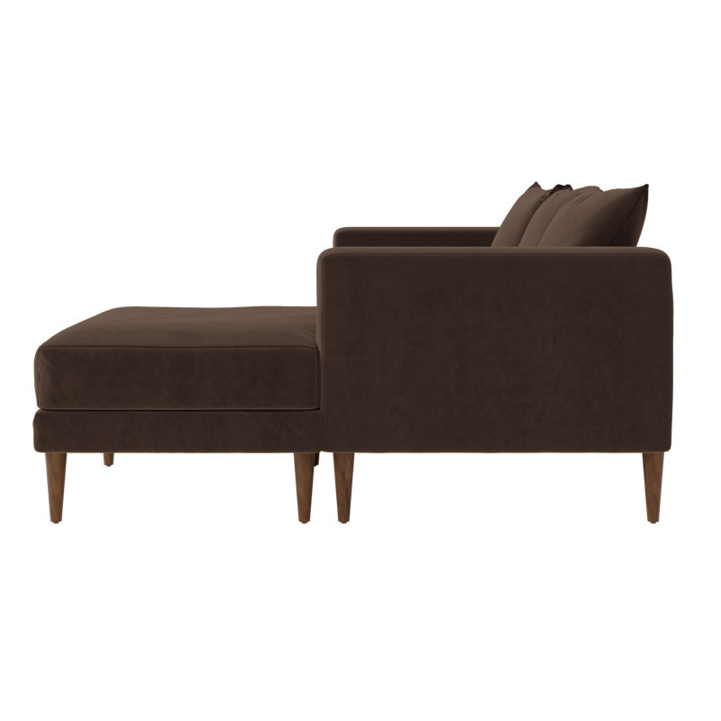 Essential Sectional, Chocolate Recycled Velvet, Dark Brown