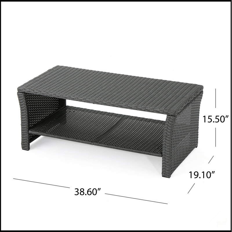 Table basse d'extérieur en osier ST LUCIA, résistante aux intempéries et élégante pour les rassemblements de patio et de jardin