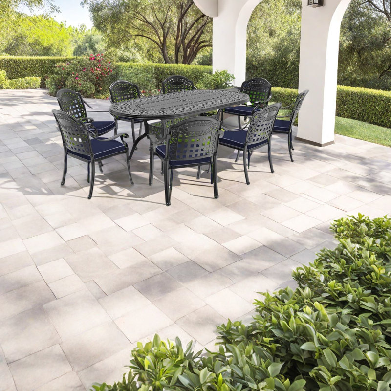 Elegant Black Aluminum Patio Dining Set, Space-saving Modern Charm