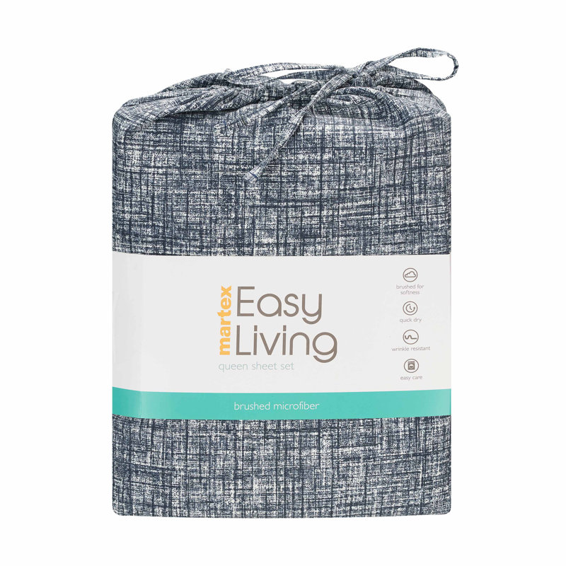 Gray Crosshatch Queen Polyester Microfiber Sheet Set