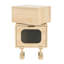 Table d'appoint rotative avec finition naturelle avec armoire en verre, tiroir pratique et base de circulation d'air pour petits espaces