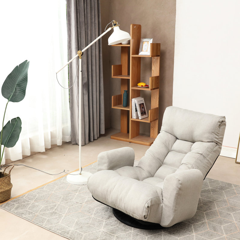 Adjustable Lounge Chair With Built-in Spring Seat Bag For Comfortable Relaxation Rotatable Linen Padding And Support