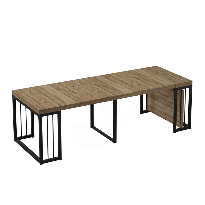 23.62"- 118"Modern Extendable Dining Table,Seats 2-10 People, Ancient Oak/Black
