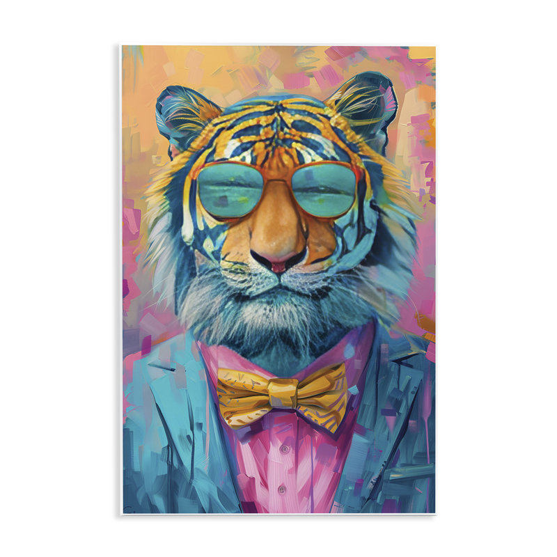 Plaque murale tigre souriant souriant, design par LSR Design Studio, H 15 po x l 10 po