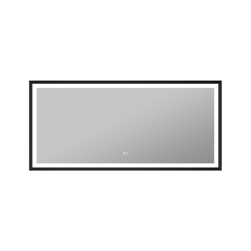 Miroir de salle de bain Edlun, Noir mat, 28 po x 60 po
