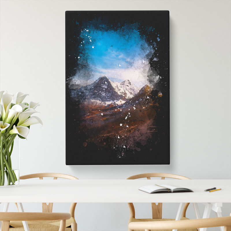 Mountains In Switzerland - Wrapped Canvas Painting, 60cm H x 40cm W x 3cm D