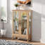 Armoire vitrée 2 portes avec portes en verre trempé avec panneau arrière en miroir et tablettes réglables-765925425-762185982