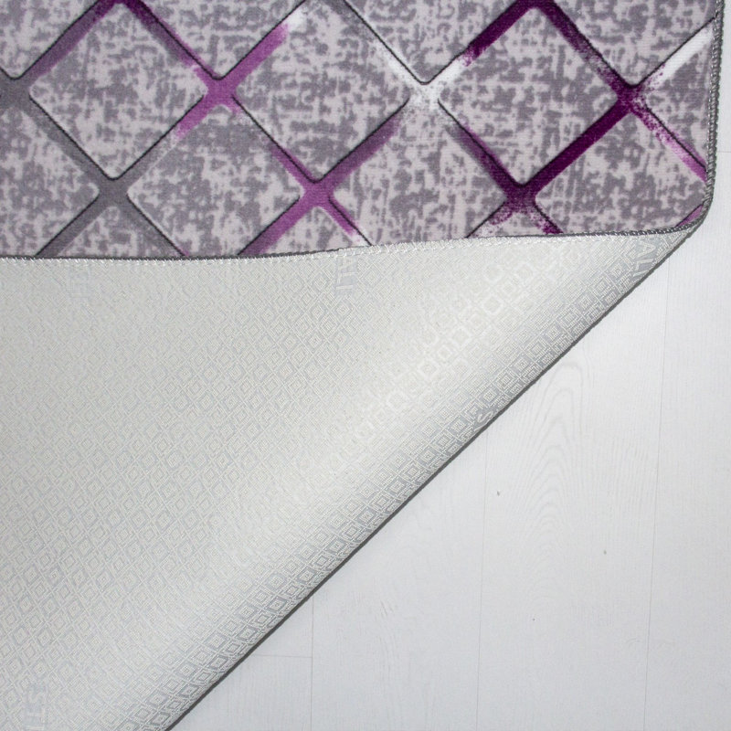 Tapis de couloir élégant (2,6 x 6,6 pi), mauve et lilas, 100% polyester | 1100 grammes / mètre carré, hauteur des poils: 0,2 po | Pois antidérapants, lavable à la machine à 30 ° C | Parfait pour les vestibules et les espaces de vie