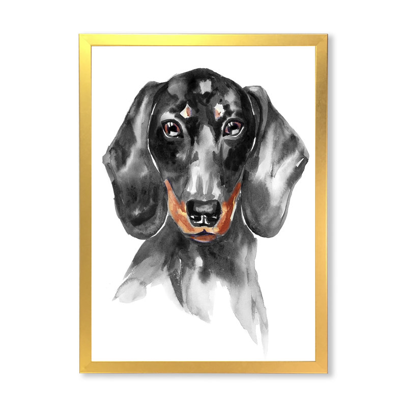 Sweepy The Dachshund I - on, H 20 po x l 12 po x P 1 po, Impression dorée sur toile encadrée