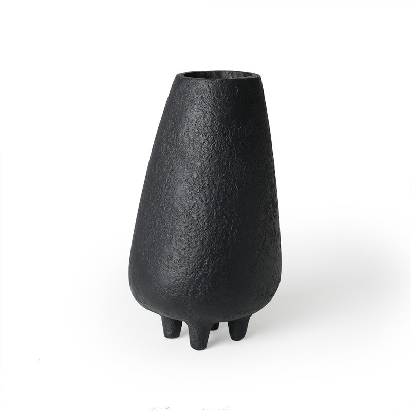 Black Matte Ceramic Table Vase with Four Legs