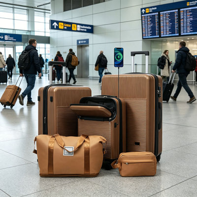 Luggage Sets 5 Piece with Half-opening, Hardside Carry On Suitcase Set with Double Spinner Wheel, Lightweight Travel Luggage with USB Port,TSA Locks