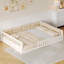 Lit plateforme tapissier en bois avec garde-corps et coussin-1751497914