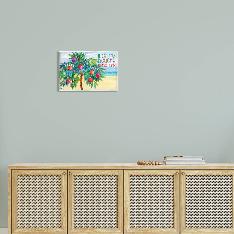Merry Beachy Christmas Palm Tree MDF Wood Wall Art
