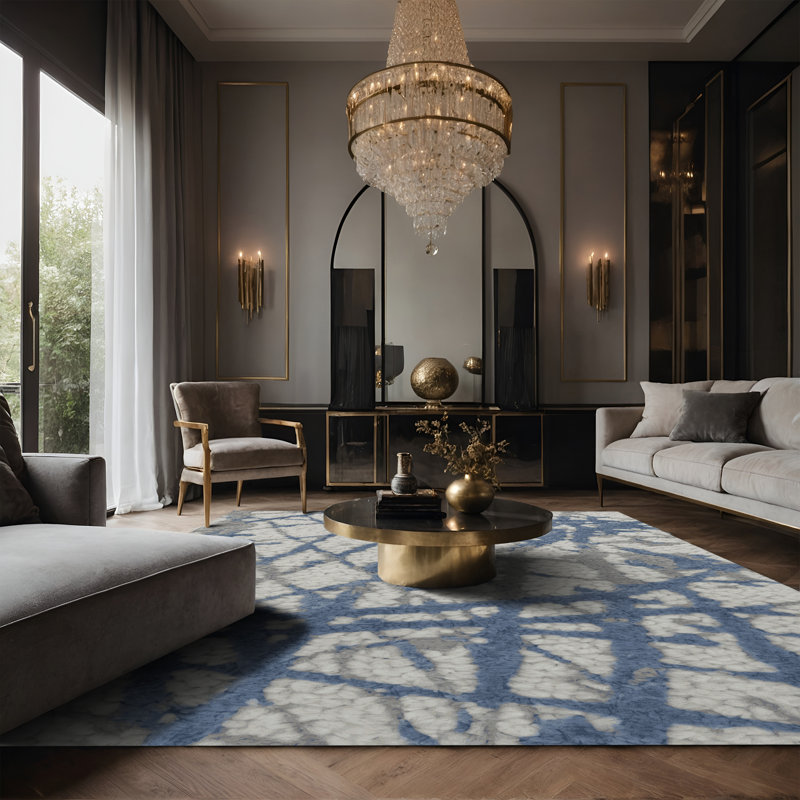 Tapis gris soyeux et moelleux, Rectangle 5 pi x 7 pi