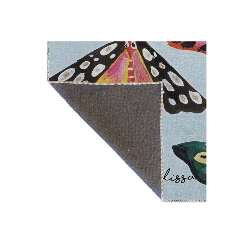 Tapis lavable décoratif multicolore bleu, Sous-tapis rectangulaire 2 pi 6 po x 4 pi 11 po