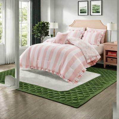 Ensemble de literie pour grand lit rose, ensemble de volants en microfibre, chambre romantique