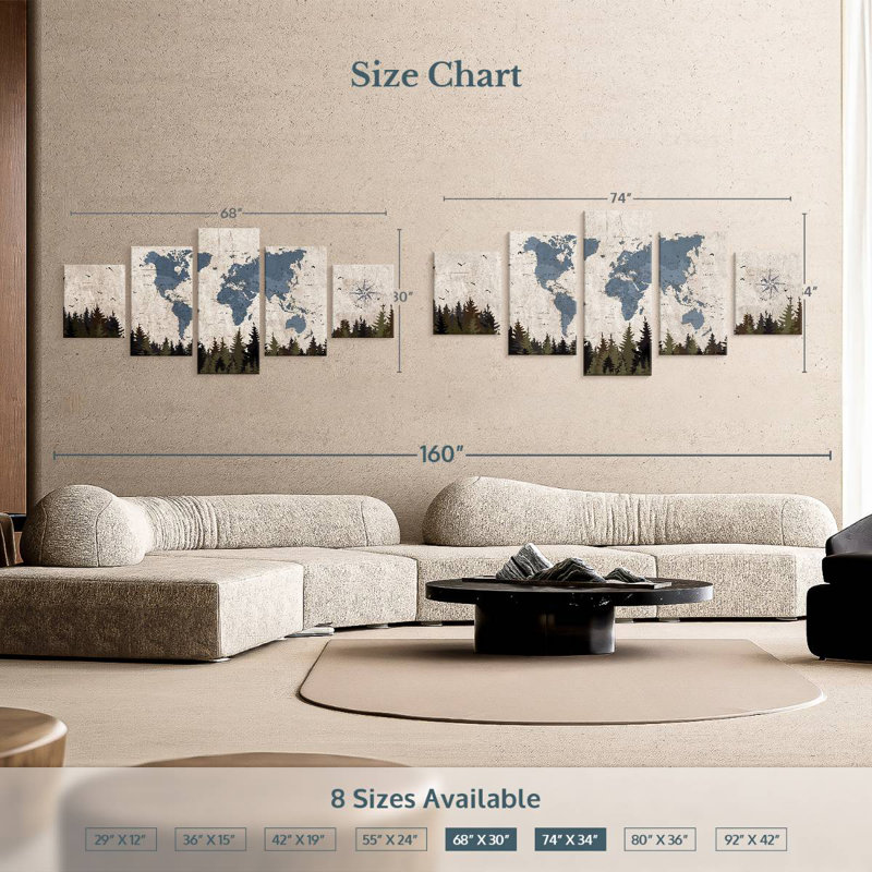 Geographic World Map VII, 30" H x 68" W