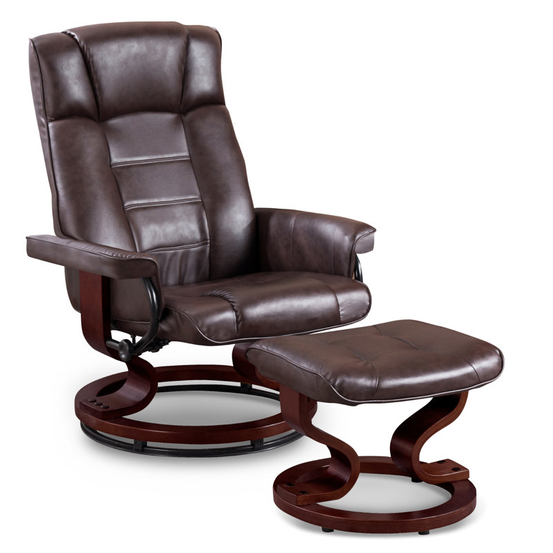 Padang Sidempuan Swivel Recliner, Multi-Position Leisure Chair with Ottoman and Adjustable Back, Faux Leather