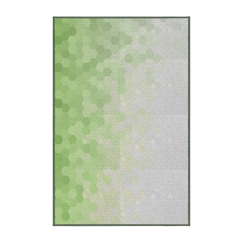 Tapis vert/blanc à motifs, Rectangle 3 pi x 5 pi