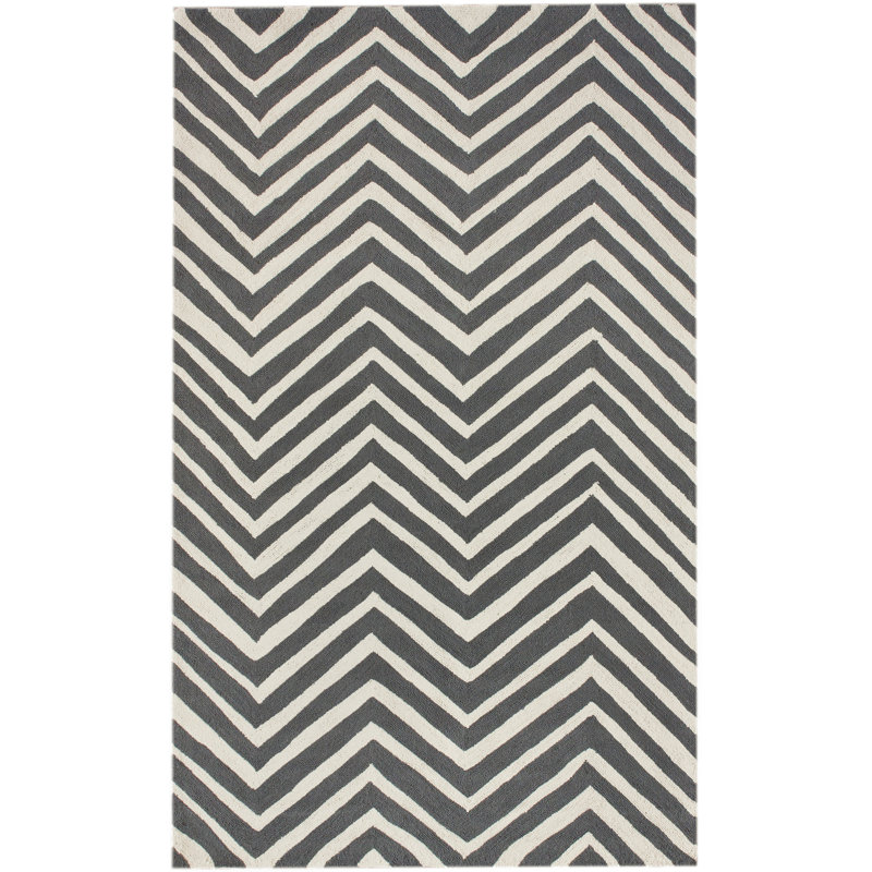 Tapis gris anthracite / ivoire Wolfenbarger, 7 pi 6 po x 9 pi 6 po