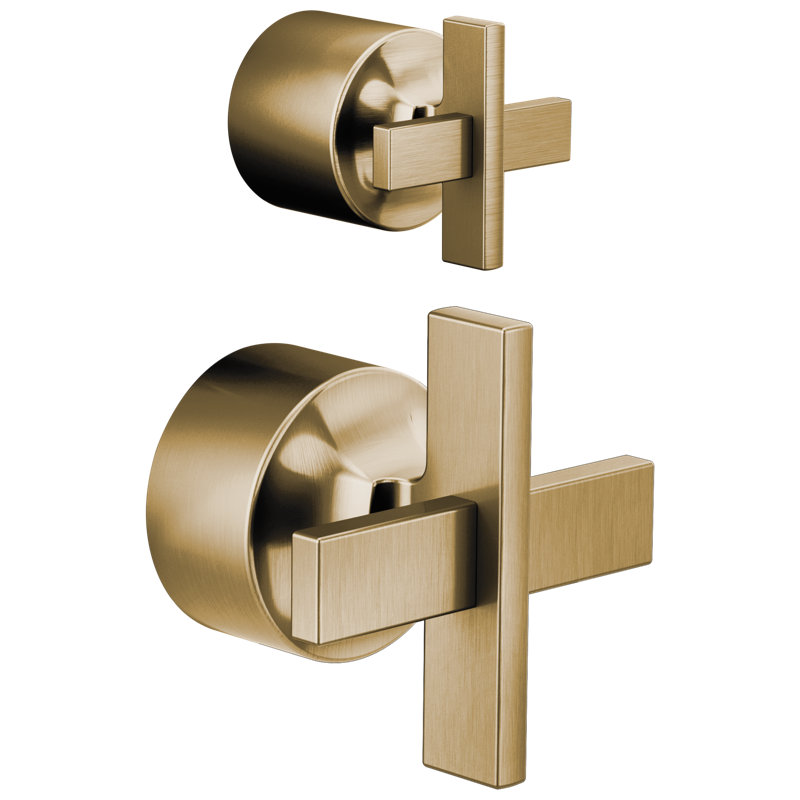 Levoir® Pressure Balance Valve with Integrated 3-Function Diverter Trim, Cross, Luxe Gold